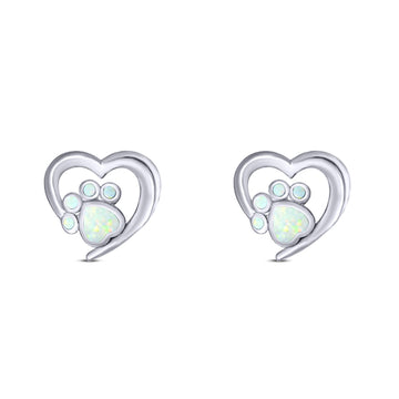 Heart & Paw Print Stud Earring
